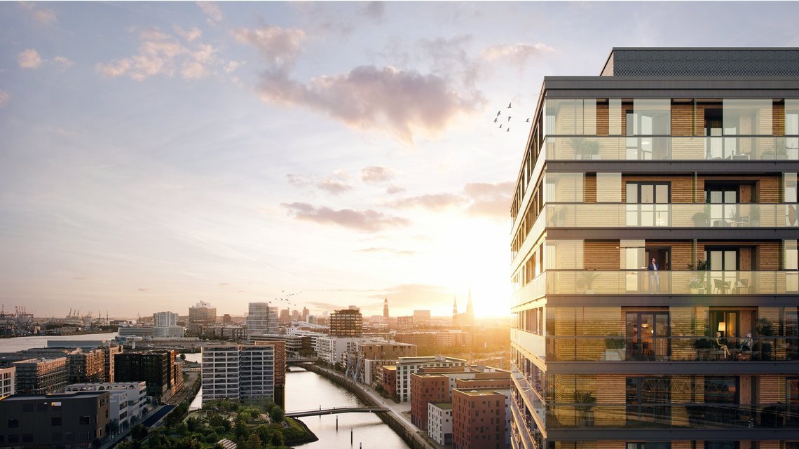 Als höchstes Holz-Hybrid-Hochhaus Deutschlands ist das ROOTS in Hamburg ein einzigartiges Bauprojekt. Für den sicheren Witterungs- und Bauzeitenschutz im Holzbau kommt die pro clima SOLITEX ADHERO Bahn zum Einsatz.